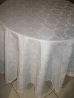 Beautiful vintage floral blue color round lacy damask tablecloth