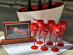 G. H. Mumm champagne tasting set - champagne cooler + tasting glasses + advertising board