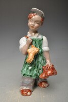 For collectors. Shoemaker butler ceramic figure with Rahmer Mária sign, with rare apron decor. 24 cm high