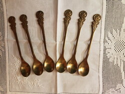 Rose pattern handle, bronze or copper coffee spoons in beautiful condition ------