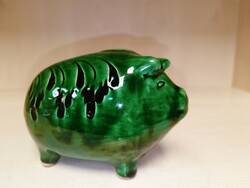 Green mezőtúr ceramic pig bush
