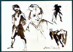 László Holló (1887 - 1976) boy and dog study 1944