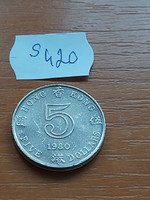 Hong Kong $5 1980 Copper-Nickel, ii. Queen Elizabeth s420