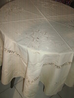 Wonderful ecru floral lace tablecloth