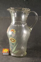 Antique 1800s hand painted broken glass jug 954