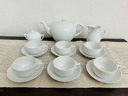 Herendi ritka fehér Porcelán 6 személyes teás készlet. (15db).