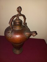 Antique renaissance ecclesiastical aqumanile copper jug