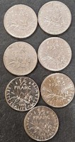 Franciaország ½ frank, LOT (7 DB)