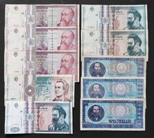 Románia 24 db bankjegy 1966, 1991, 1994