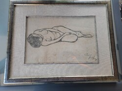 József Pechán: reclining female nude