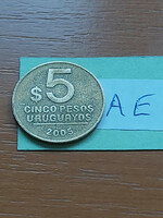 Uruguay 5 pesos 2005 aluminum bronze josé gervasio artigas #ae