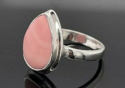 Extra elegant silver ring with pink opal gemstone - 925-new