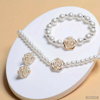 A very nice occasional jewelry set decorated with a rose with a milky white gilded edge