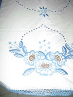 Beautiful vintage floral handmade crochet and embroidered tablecloth