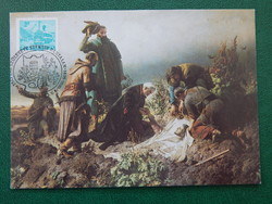 Képeslap, festmény repro - Székely Bertalan: II. Lajos holttestének megtalálása