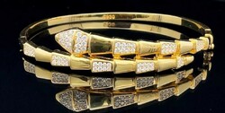 Elegant, showy silver bracelet with zircon stones, 14k gold-plated 925-new