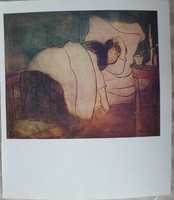 Print by József Rippl-róna: Woman Lying in Bed (1891)