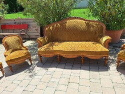 Antik neobarokk ülőgarnitúra 4db fotellal