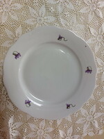 Zsolnay ibolyás, ibolya mintás, porcelán lapos tányér, 1db