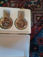 Fine Porcelain Bradex Hand-Painted Semi-Spherical Cat Motif Wall or Christmas Tree Decorations, 6 Pieces with Certificate