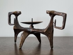 Szabó Gyula Modernist Bronze Candle Holder - Stylized Animal Shape