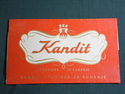 Csokoládé címke, Jugoszlávia Kandit, Kandit Rizom, rizses csokoládé tábla, 1950-