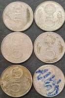 Magyarország 5 forint, LOT, 6 db