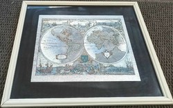 Régi világtérkép modern reprint Hondius Henrik 1630 Nova totius Terrarum Orbis geographica