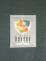Pálinka címke,VOSZK ,szeszfőzde, Kisüsti vegyes pálinka , 0,05 L. ,1970-