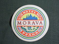 Reklám bőrönd címke,Csehszlovákia,Cseh, Morva Hotel Praha, Prága,1950-