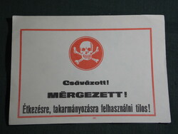 Malomipari zsák címke,takarmány,vetőmag, csávázott, mérgezett, ,1960-