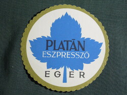 Reklám bőrönd címke,Magyarország, Platán eszpresszó Eger, 1960-