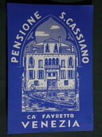 Reklám bőrönd címke,Olaszország,Venezia,Velence panzió,hotel,1960-