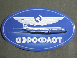 Reklám bőrönd címke,Oroszország,Aeroflot légitársaság,  TU-104 repülőgép ,1950-
