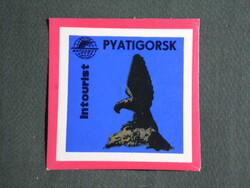 Reklám bőrönd címke,Szovjetunió Intourist utazási iroda,Orosz Pyatigorsk,Pjatyigorszk,1950-