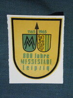 Reklám bőrönd címke,Németország, 800 éves Leipzig Lipcse,1960-