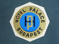 Reklám bőrönd címke,Magyarország,Palace Hotel  szálló Budapest,1950-