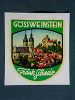 Reklám bőrönd címke,Németország, GOSSWEINSTEIN,Gößweinstein,1960-