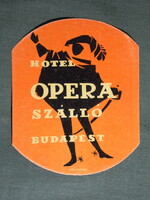 Reklám bőrönd címke,Magyarország, Hotel Opera szálló Budapest,1950-