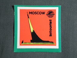 Reklám bőrönd címke,Szovjetunió Intourist utazási iroda,Orosz,Moscow,Moszkva,1950-