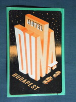 Reklám bőrönd címke,Magyarország,Duna Hotel Budapest,1960-