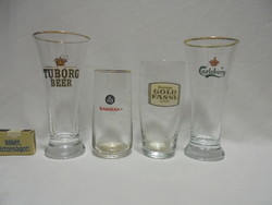 Négy darab különböző sörös pohár együtt - Kinizsi, Carsberg, Gold Fassl, Tuborg