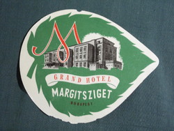 Reklám bőrönd címke,Magyarország,Margitsziget Gand Hotel Budapest,1960-