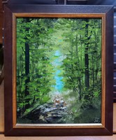 Czinóber - Hajnali varázslat ( 24 x 30, olaj, új keretben )