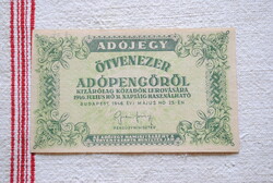 Adójegy 50.000 adópengőről 1946 EF