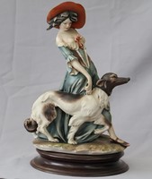 Capodimonte - Szobrocska - Meisje met windhond -