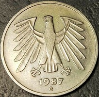 Németország 5 márka, 1987. Verdejel "G" - Karlsruhe