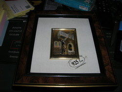 Vintage keretes gravírozott fémművészet - Lamina Argento 925% ezüstözött olasz litográfia