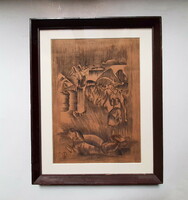 C.Pál Molnár graphic, charcoal drawing
