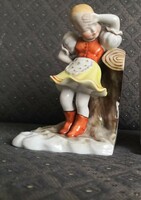 ANTIK Herendi porcelán lány, könyvtámasz